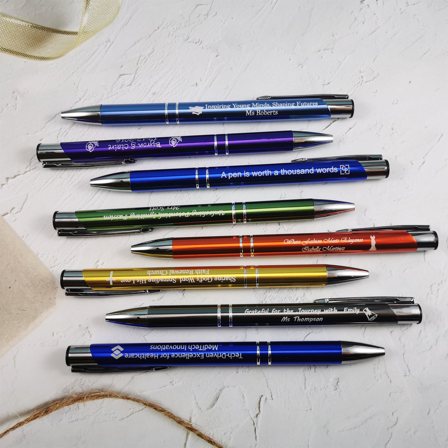 engraved pens with custom teacher message