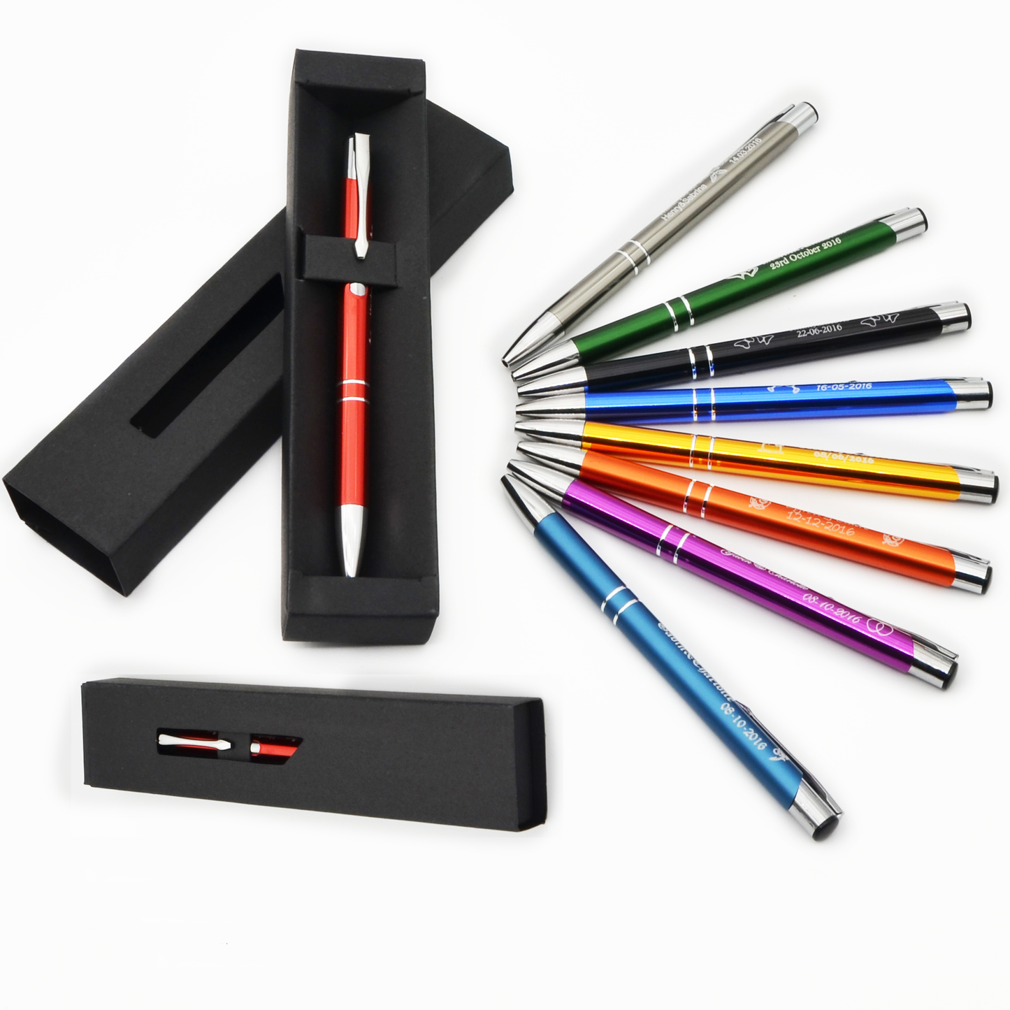 Engraved Gift Pens with Gift Box – Personalised Keepsakes for Clinics, business, school & Weddings, Same or Different Text on Each Pen