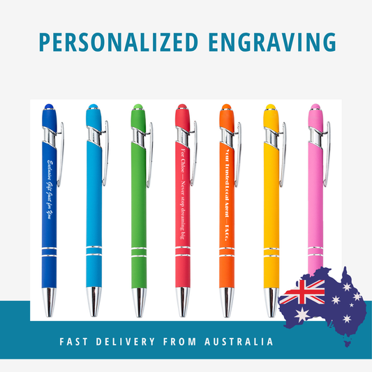 Custom Engraved Stylus Ballpoint Pen with Logo or Text, Personalized Office Gift, Dual Tip Touchscreen Pen, Corporate Promotional Pens Set