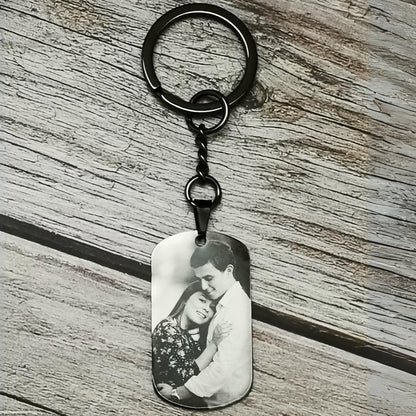Laser Engraved Stainless Steel Keyring Anniversary Gift