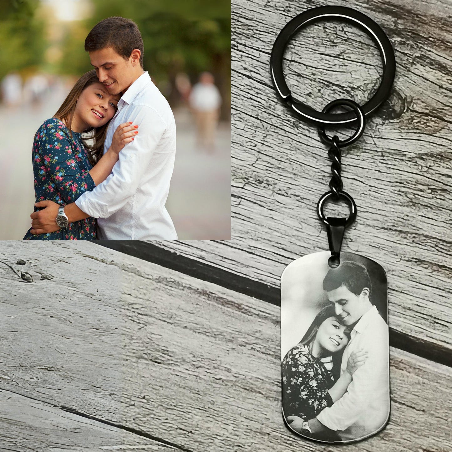 Personalized Photo Keychain Custom Dog Tag Keyring with Your
